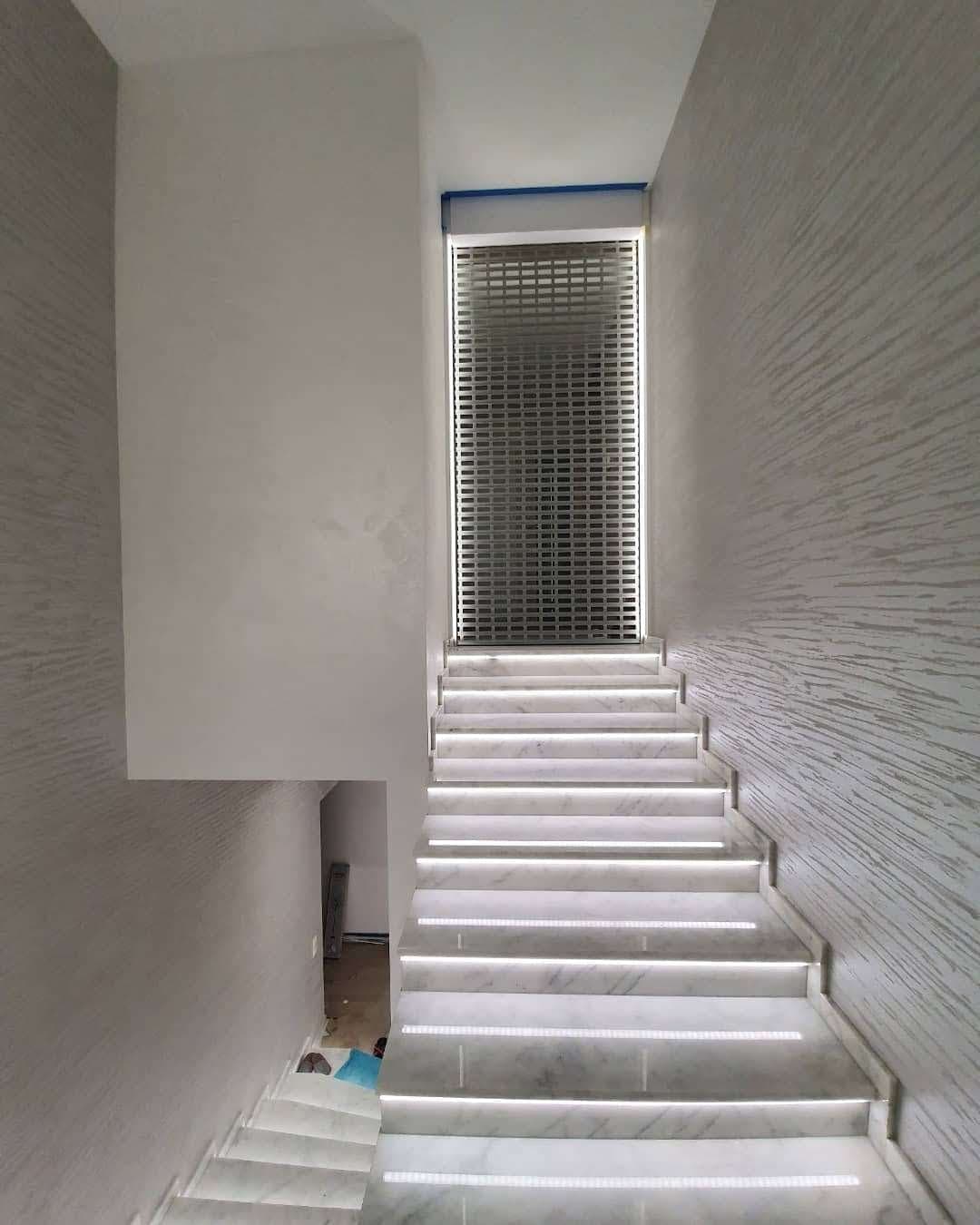 Marble stairs with LED step lighting, earlier work