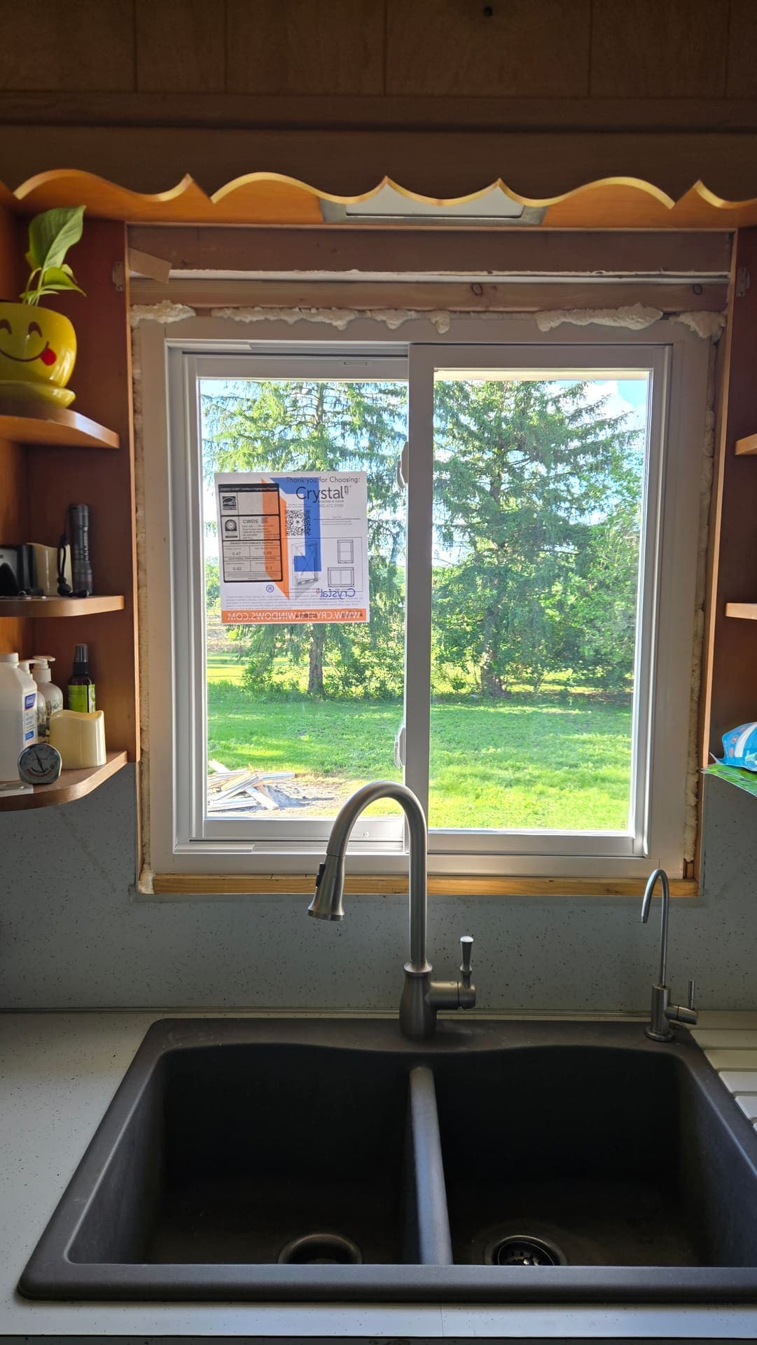 New window installed over a kitchen sink